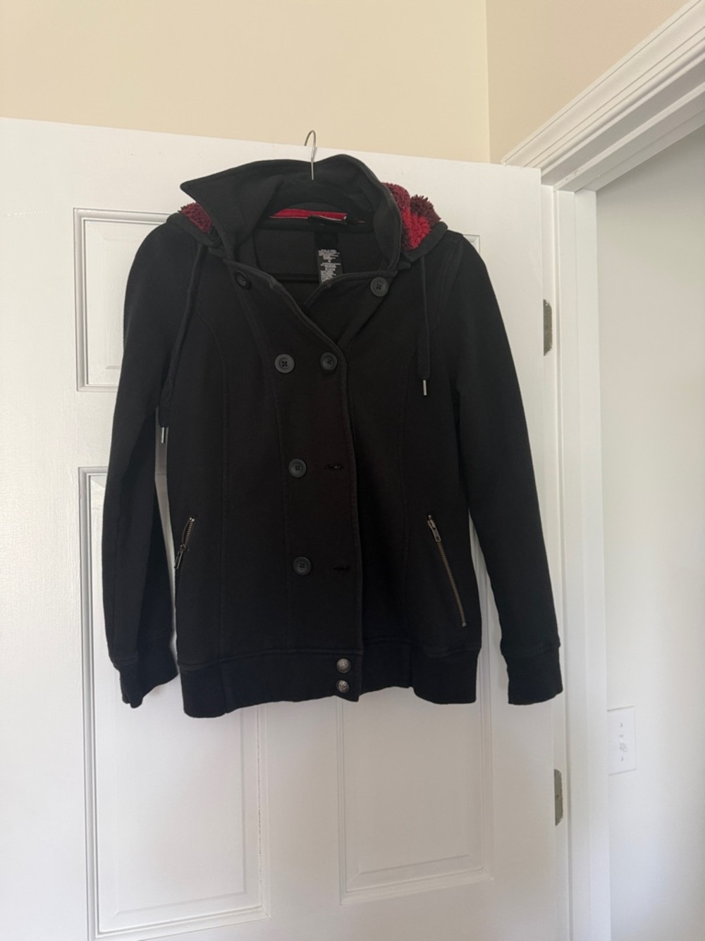 Harley Davidson Black Women’s Hooded Double-Breasted Jacket